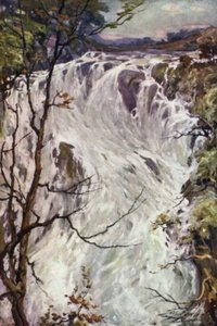 Swallow Falls, Bettws-y-Coed (kleur litho) door Robert (after) Fowler