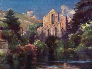 Valle Crucis Abdij (kleur litho)