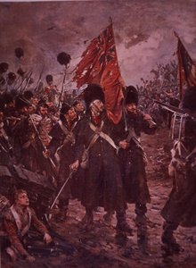 Het redden van de kleuren, de Garde bij Inkerman tijdens de Krimoorlog in 1854 door Robert (after) Gibb