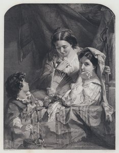 Een balkon op het Romeinse carnaval (gravure) door Robert (after) Herdman