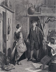 De Antiquair en Lovel betreden het Heiligdom (gravure) door Robert (after) Herdman