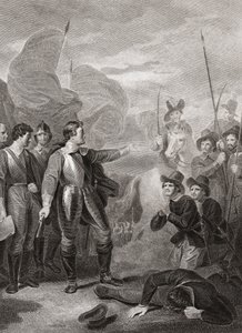 Oliver Cromwell onderdrukt de Burford muiterij (prent) door Robert (after) Smirke