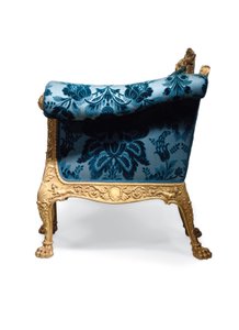 Een George III vergulde houten bank door Robert Adam