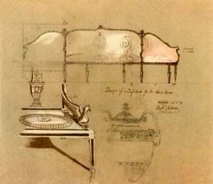 Ontwerp voor een sofa door Robert Adam