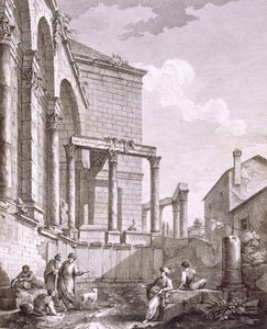 Zijaanzicht van de Tempel van Jupiter, uitgegeven 1764 door Robert Adam
