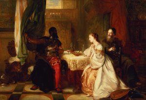 Othello vertelt zijn avonturen aan Desdemona, 1869 door Robert Alexander Hillingford