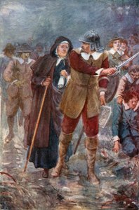 De pelgrims in de betoverde grond (kleurenlitho) door Robert Ambrose (after) Dudley