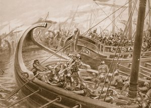 De Phocaense vloot verslaat de Carthagers, illustratie uit 