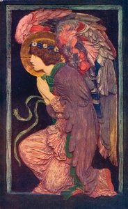 Een engel aanbiddend, een gekleurd gipsreliëf door Robert Anning Bell, ca. 1901 door Robert Anning Bell