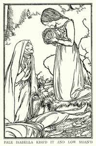 Illustratie voor Gedichten van John Keats: Isabella of De Pot van Basil door Robert Anning Bell