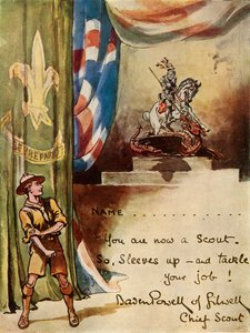 Ontwerp voor inschrijvingskaart scouts, 1944 door Robert Baden Powell