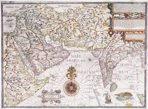 Een kaart van Oost-Afrika, Arabië en India, 1598 door Robert Beckit