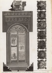 Voorbeelden van architectuur in Crosby Hall, Bishopsgate Street, Londen door Robert Blemell Schnebbelie