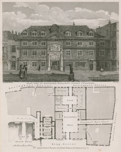 Westelijk uitzicht op Blackwell Hall, King Street, Cheapside door Robert Blemell Schnebbelie