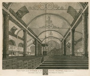 Westelijke aanblik van het interieur van St Paul