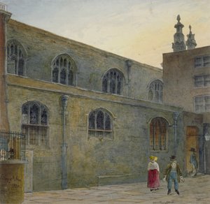 Noordzijde van Guildhall Chapel met de ingang naar Cutthroat Alley, City of London, 1820
