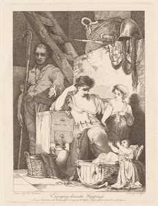 Genieten van huiselijk geluk door Robert Blyth, after John Hamilton Mortimer