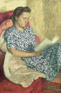 Portret van een Lezende Vrouw door Robert Buhler