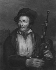 De doedelzakspeler, ca. 1845 door Robert Charles Bell