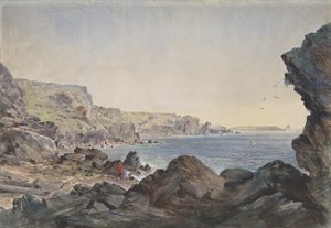 Foilhummerum Baai, Valentia, Uitzicht op Zee vanaf het Punt waar de Kabel...