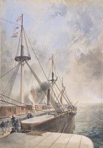 Uitzicht Achteruit vanaf de Bakboord Peddelbak op het Dek van de Great Eastern, 1865-66 door Robert Charles Dudley