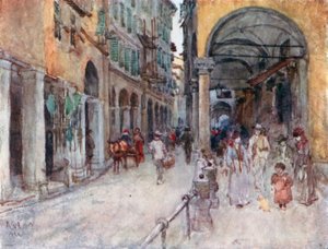 Straatstudie in Pisa (kleurenlitho)