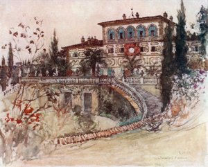 De Villa Palmieri (kleurenlitho) door Robert Charles Goff