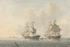 Een Engels oorlogsschip neemt bezit van een schip
