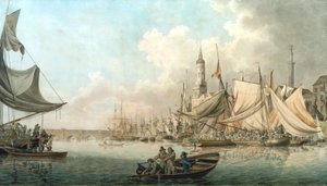 Billingsgate bij hoogwater door Robert Clevely