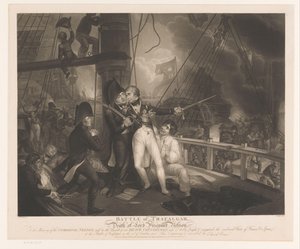 Slag bij Trafalgar met de dood van Horatio Nelson door Robert Cooper