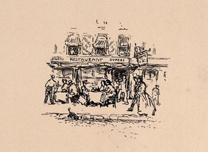 Waar we dineerden in het Quartier Latin, Parijs, in 1896 door Robert Cozad Henri