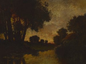 Rivier bij zonsondergang