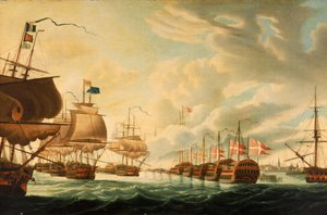 De Slag bij Kopenhagen, 2 april 1801, begin 19e eeuw door Robert Dodd
