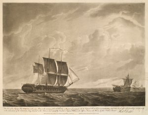 Deze aanblik, van Zijne Majesteits schip EUROTAS, onder jurymasten, op de ochtend van de 26e februari 1814. op het punt om het keizerlijke Franse fregat LA CLORINDE in te halen, dat de avond ervoor was afgeweken; als gevolg van de omstandigheid van de door Robert Dodd