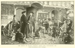 De oorsprong van zondagsscholen, Hare Lane, Gloucester, 1780