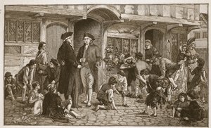 De oorsprong van Zondagscholen: Hare Lane, Gloucester, 1780, illustratie uit 
