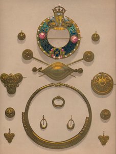 Gouden Sieraden en Broche, 1863 door Robert Dudley