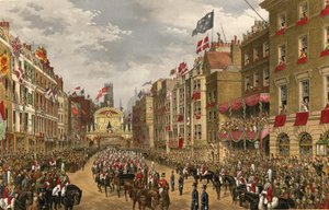 Temple Bar, Londen, 7 maart 1863 (gravure) door Robert Dudley