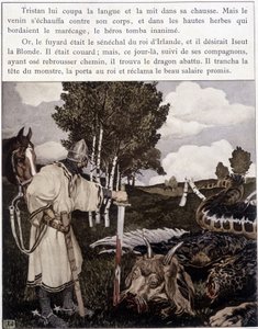 Tristan bij de dode draak - in Le Roman de Tristan et Iseult door Bédier, ill. door Robert Engels, ed. van Kunst, Parijs