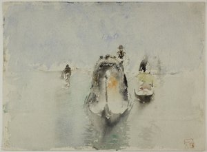 Gondels, Grand Canal, Venetië door Robert Frederick Blum