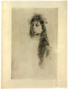 Hoofd van een vrouw met lang haar door Robert Frederick Blum