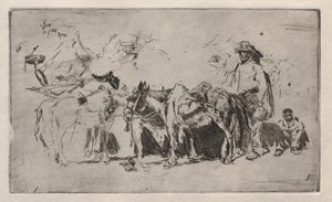 Mannen en ezels, Rome, 1880 door Robert Frederick Blum