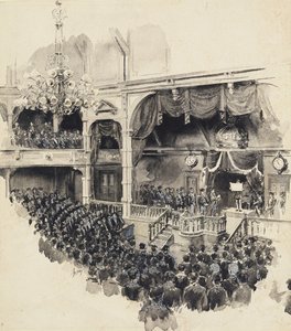 Openingsscène van het Japanse parlement, 1890 door Robert Frederick Blum