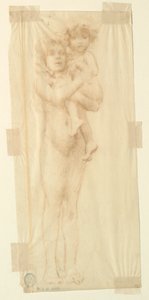 Studie voor een vrouw die een kind vasthoudt, "Wijnfeest," Mendelssohn Glee Club, New York, NY door Robert Frederick Blum