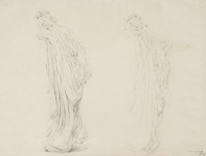 Studie van twee vrouwelijke figuren voor Moods to Music muurschildering door Robert Frederick Blum