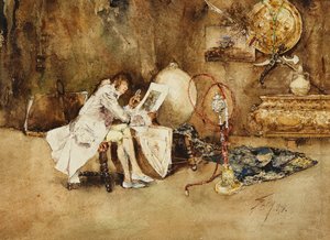 De Kenner van Aquarellen, 1878 door Robert Frederick Blum