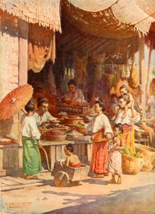 Op een Birmaanse bazaar door Robert George Talbot Kelly