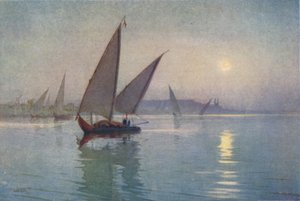 Maanlicht op de Nijl, nabij Caïro, ca. 1880, 1904 door Robert George Talbot Kelly