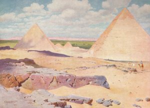 De piramides van Gizeh vanuit de woestijn, ca. 1880, 1904