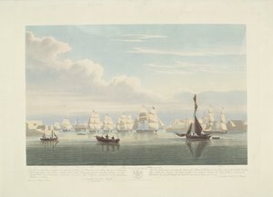 Vertrek van twaalf Nederlandse koopvaardijschepen uit de haven van Portsmouth, 1833 (plaat 1)
